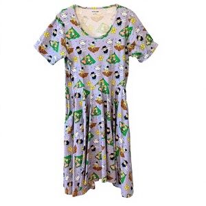 Svaha USA Storybook Print Fit & Flare Dress Hi-Low Hem Size L Nursery Rhymes ❤️